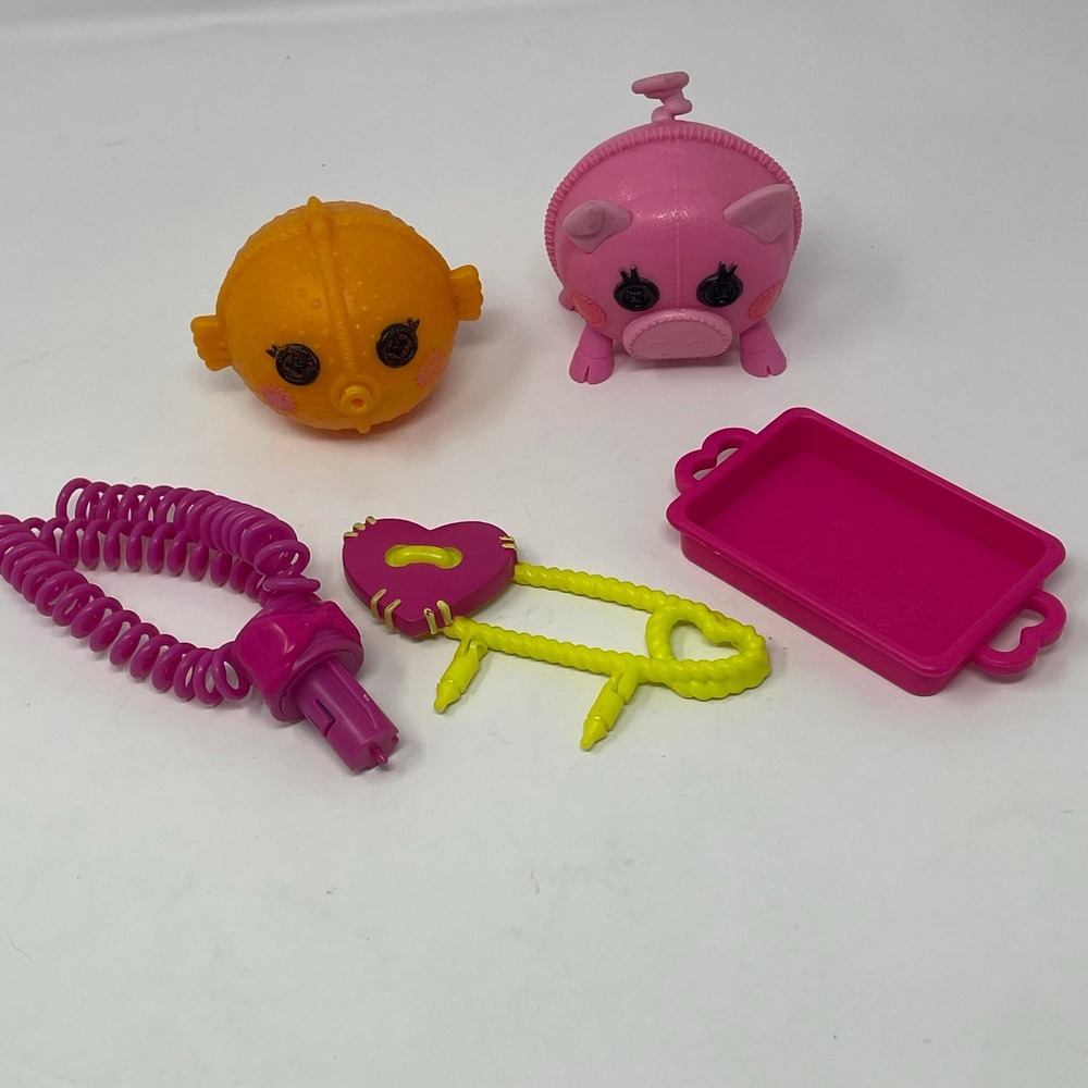 Lalaloopsy Pet Figures Accessories Lot Pig Puffer Fish Tray Safety Pin Hair Tool